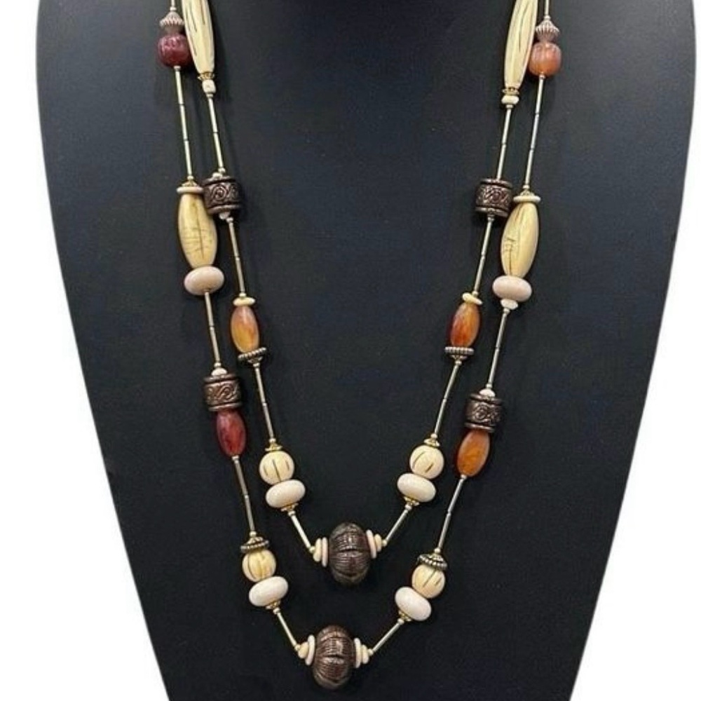 Casual Corner Double
Strand Beaded Necklace
20" Gold-tone Multicolor
Mixed Beads